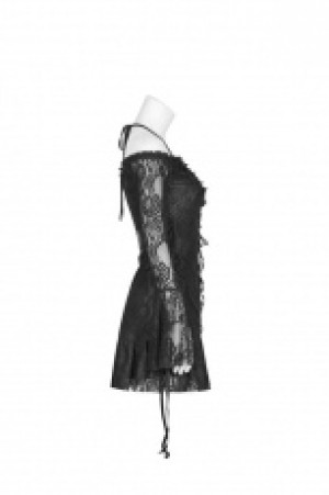  Gothic Boat Neck Lace Mini Shirt Punk Rave WT-552TCF/BK -  