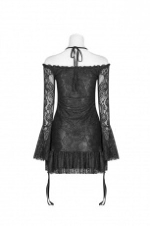  Gothic Boat Neck Lace Mini Shirt Punk Rave WT-552TCF/BK -  