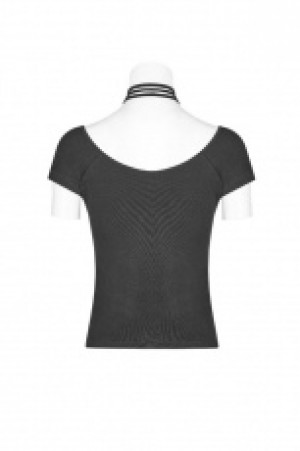  Punk Military Short Sleeve Knitted T-shirt Punk Rave WT-553TDF/BK -  