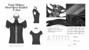  Punk Military Short Sleeve Knitted T-shirt Punk Rave WT-553TDF/BK -  