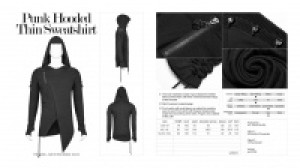  Punk Hooded Thin Sweatshirt Punk Rave WT-562WYM/BK -  