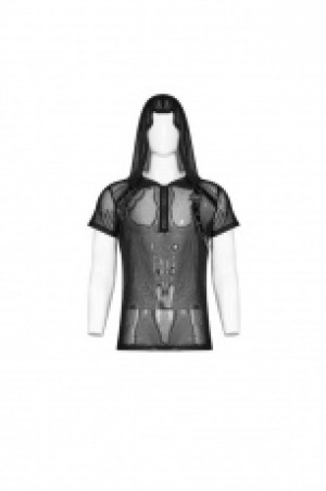  Punk Perspective Hooded T-shirt Punk Rave WT-566TDM/BK -  