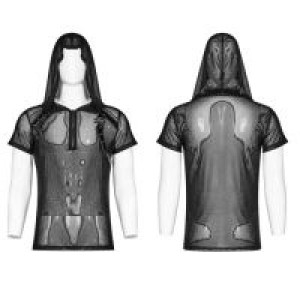 Punk Perspective Hooded T-shirt Punk Rave WT-566TDM/BK -  