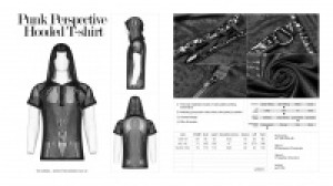  Punk Perspective Hooded T-shirt Punk Rave WT-566TDM/BK -  