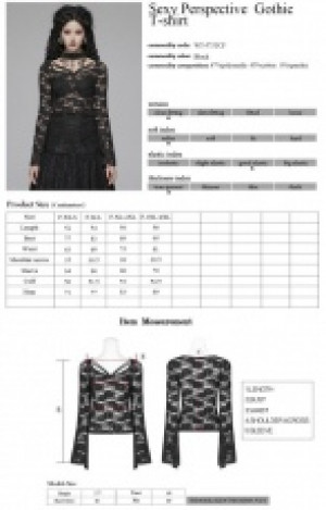  Sexy Perspective Gothic T-shirt Punk Rave WT-573TCF/BK -  