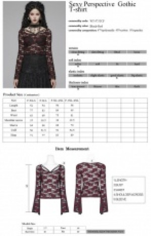  Sexy Perspective Gothic T-shirt Punk Rave WT-573TCF/BK-RD -  