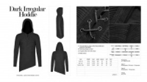  Dark Irregular Hoddie Punk Rave WT-580WYM/BK -  