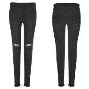  PUNK daily choker front broken holes super slim trousers Punk Rave OPK-132NCF/BK -  