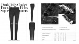  PUNK daily choker front broken holes super slim trousers Punk Rave OPK-132NCF/BK -  