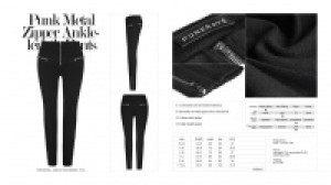  PUNK Metal Zipper Ankle-length Pants Punk Rave OPK-137XCF/BK -  