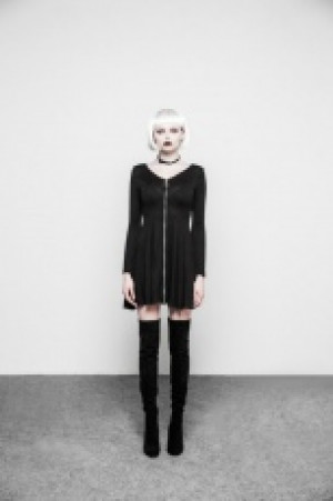  V Collar Sexy Woolen Dress /   -  4
