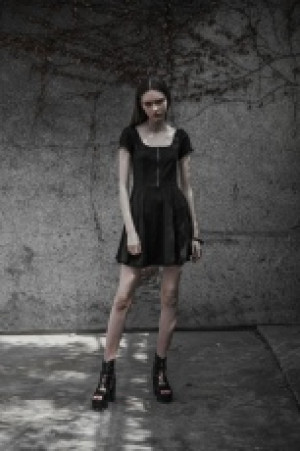  Square Collar Short Sleeve Knitted Dress -  4