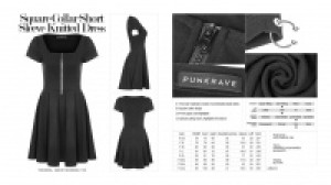  Square Collar Short Sleeve Knitted Dress -  8