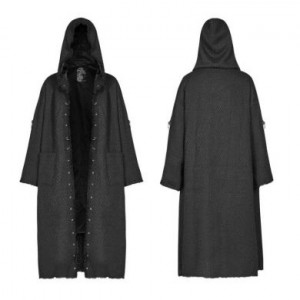  Dark burns loose long coat with eyelet Punk Rave OPY-362DQF/BK -  