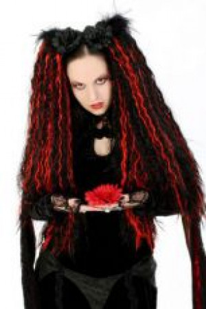     ZEENA Crimped Hair Pieces - Black/ Red Headrazor ZEENA Crimped Hair Pieces - Black/ Red -  