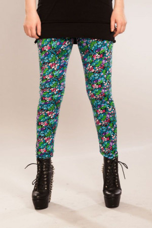  PRINTED LEGGINGS LADIES SPRING BLUE - 