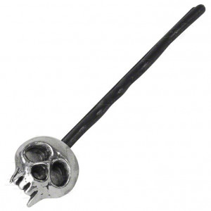    HG1B Pewter Hair Grip: Skully (Black) - 