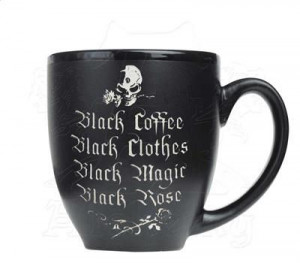  Black Coffee, Black Rose, Engraved Ceramic Mug - 