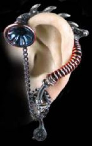  His Master's Voice Ear-Trumpet Stud Alchemy Gothic E304 -  