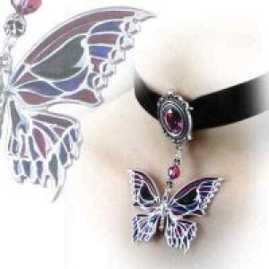  Death's-Head Butterfly Choker Alchemy Gothic P633 -  