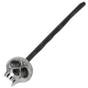    HG1B Pewter Hair Grip: Skully (Black) Alchemy Gothic HG1B -  