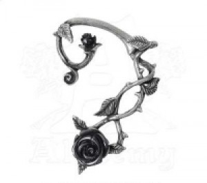  Black Rose Earwrap Alchemy Gothic E410 -  