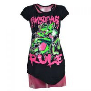  ZOMBIE RULES TOP LADIES BLACK/PINK Cupcake Cult LOCKED T-ZRULES-BP -  