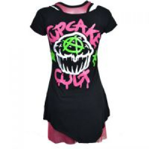  ZOMBIE RULES TOP LADIES BLACK/PINK Cupcake Cult LOCKED T-ZRULES-BP -  