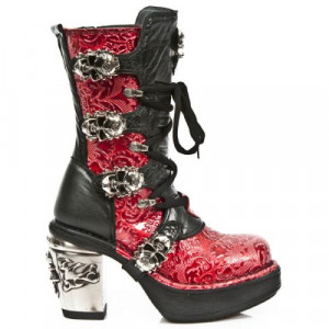  VINTAGE CHAROL ROJO, ROCK NEGRO, PLATAF. NRK SKULL - 