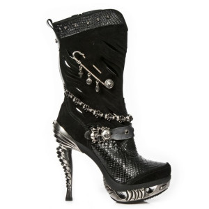  M.MAG034-C10 VELOUR NEGRO, PITON NEGRO, PULIK ACERO, MAGNE - 