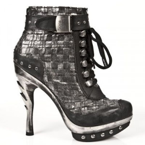 M.PUNK028-C2 ITALI NEGRO TRENZADO PLATA PL ACERO COBRA GARRA - 