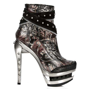  M.ROCK206-C1 VELOUR NEGRO VINTAGE FLOWER ROJO ROCK ACERO - 