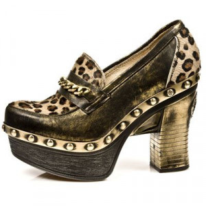  M.Z001-R2 BOX OROMANE, LEOPARDO PELO MARRON, P.ZUECO NEG-ORO - 