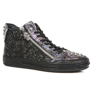  M.PS029-C3 VINTAGE FLOWER NEGRO FLOWER LILA PISA NEGRO - 