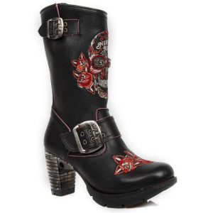  M.TR047-S3 RAW NEGRO, BORDADOS ROJOS, TRAIL NEGRO TACON ACER - 