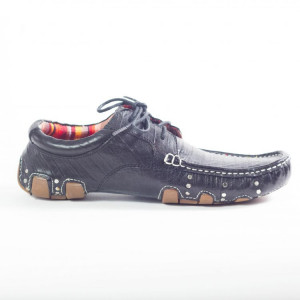  46096 Black Leather Driver Miel New Rock - 