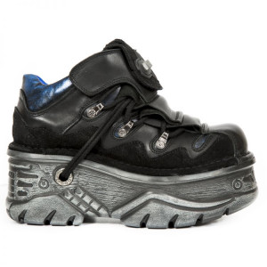     M.1075-S5 CRUST NEGRO, FLORAL ANTE NEGRO, BOX AZUL-METAL - 