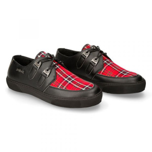  M-REBEL001-V4 VEGAN BLANCO, TELA ESCOCESA ROJA, REBEL NEGRO - 