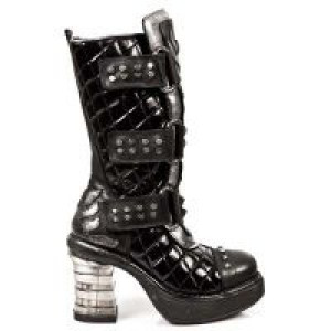  ITALI NEGRO, CHAROL NEGRO ARRUG. PLATAF.NRK BANDAS New Rock M.8344-R1 -  