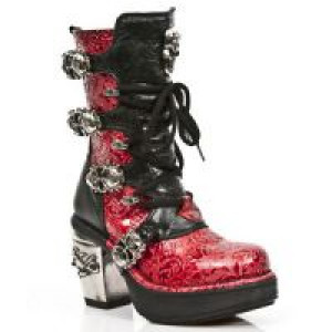  VINTAGE CHAROL ROJO, ROCK NEGRO, PLATAF. NRK SKULL -  2