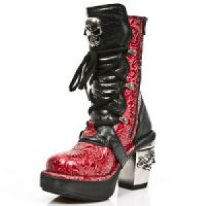  VINTAGE CHAROL ROJO, ROCK NEGRO, PLATAF. NRK SKULL -  4