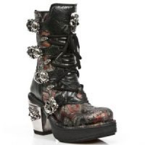 VINTAGE FLOWER ROJO, ROCK NEGRO, PLATAF. NRK SKULL -  2