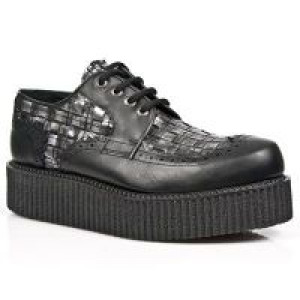  M.2414-C1 ITALI NEGRO TRENZADO BOX PLAMANE CREEPER NEGRO MAT New Rock M.2414-C1 -  