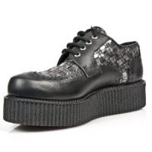  M.2414-C1 ITALI NEGRO TRENZADO BOX PLAMANE CREEPER NEGRO MAT New Rock M.2414-C1 -  