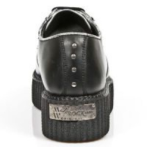  M.2416-C6 ITALI NEGRO NAPA BLANCA BOX PLANE CREEPER NEGRO New Rock M.2416-C6 -  