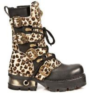  M.373-C43 ITALI NEGRO LEOPARDO PELO MARRON PLANING NEGRO NEW New Rock M.373-C43 -  