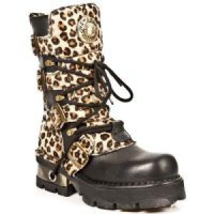  M.373-C43 ITALI NEGRO LEOPARDO PELO MARRON PLANING NEGRO NEW New Rock M.373-C43 -  