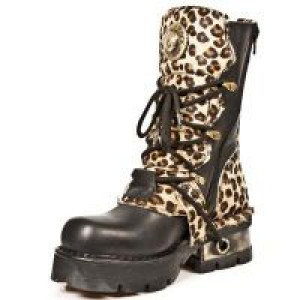 M.373-C43 ITALI NEGRO LEOPARDO PELO MARRON PLANING NEGRO NEW New Rock M.373-C43 -  