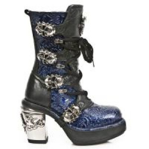 M.8366-S2 VINTAGE CHAROL AZUL, ROCK NEGRO, PLATAF. NRK SKULL New Rock M.8366-S2 -  