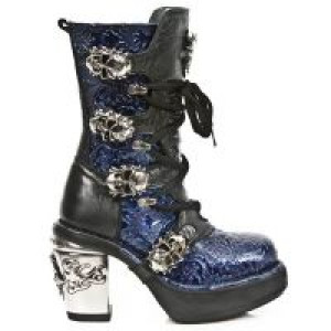  M.8366-S2 VINTAGE CHAROL AZUL, ROCK NEGRO, PLATAF. NRK SKULL New Rock M.8366-S2 -  